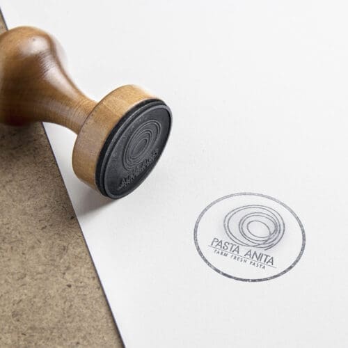 NS Design Pasta Anita Identity Logo Stamp on Paper